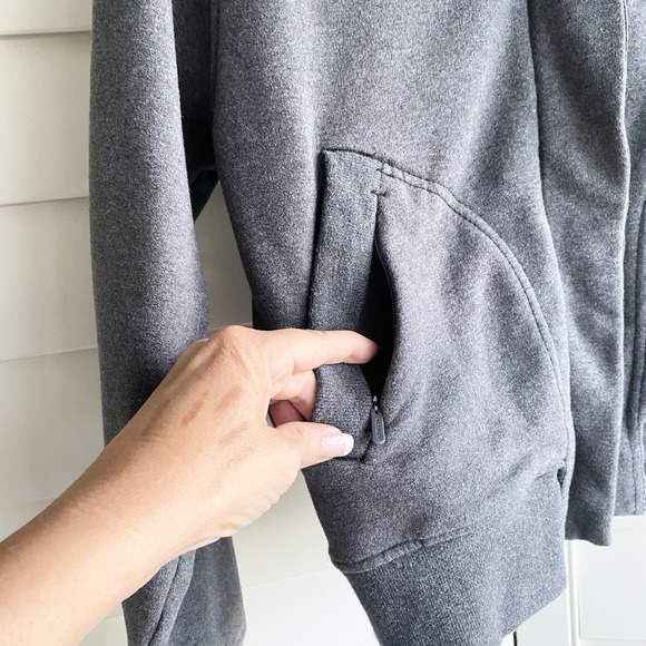 Athleta Retroplush Bomber Jacket Women XS Charcoal Gray Athleisure Full Zip Coat - Picture 3 of 13